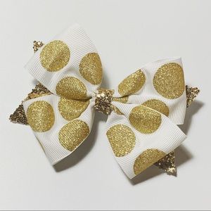 Gold polka dot bow
